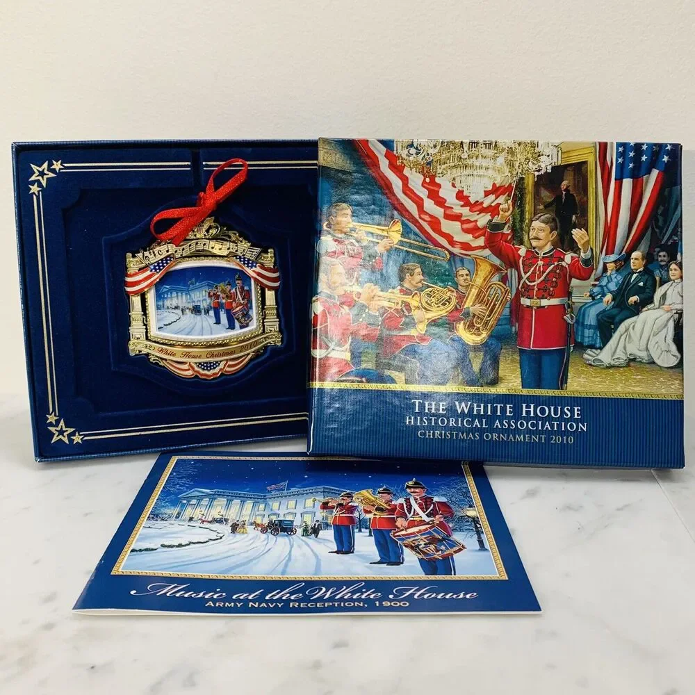 The White House 2010 Christmas Ornament Historical Assoc McKinley Army Navy EUC